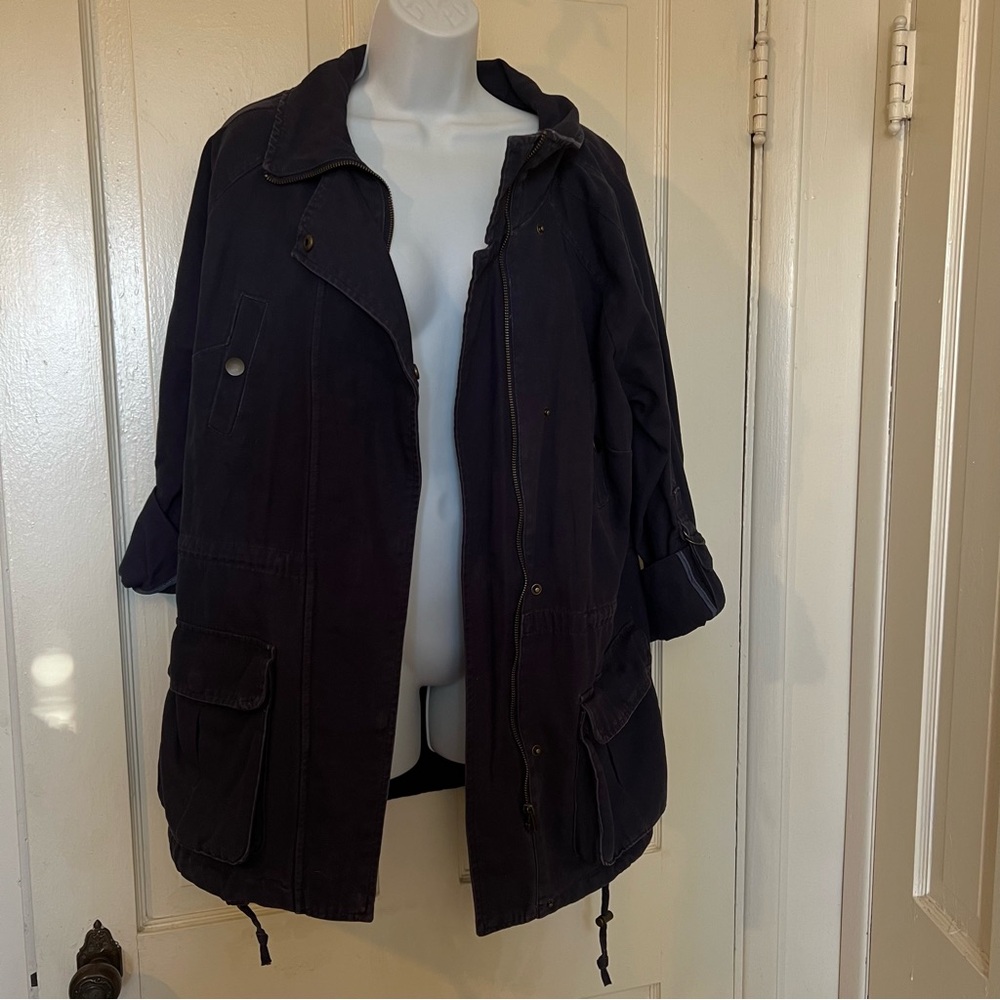 NEW w/tags Matty M Navy Cargo Jacket with Zip Front and Cinch Waist